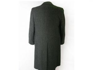 Men's Small Handsome Gray Herringbone Wool Over Coat - Mens 60s Winter Overcoat - Classic 1960s  - Fashionconstellate.com