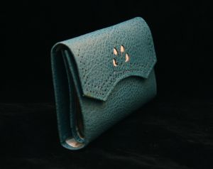 1950s Ladies Wallet - Wedgwood Blue Fine Leather with Spectator Brogued Eyelets - 50s Mid Century - Fashionconstellate.com