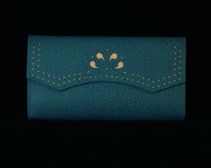1950s Ladies Wallet - Wedgwood Blue Fine Leather with Spectator Brogued Eyelets - 50s Mid Century