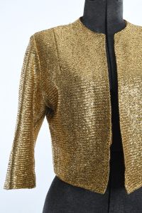 Vintage 1960s Metallic Gold Bolero Jacket by Glentex | XS-S - Fashionconstellate.com