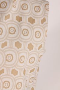 1960s Beige Tan Double Knit Polyester Sleeveless Geometric Print Shift Dress - L/XL - Fashionconstellate.com
