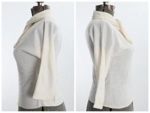 1950s Cream Pinup Sweater Scarf Keyhole Collar Thin Knit by Aldens | Dolman Sleeve  | Size M - Fashionconstellate.com