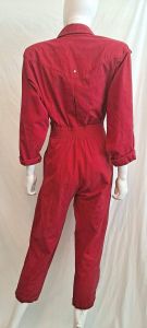 1980s Cargo Jumpsuit Leather Applique Vented Back and Legs Slim Pegged Pant Jumper - Fashionconstellate.com