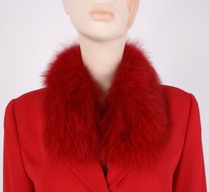 Vintage Y2K Dyed Red Fox Fur Fitted Valentines Blazer Top w Pockets | M - Fashionconstellate.com