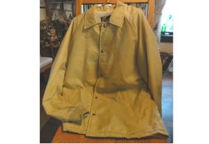 Vintage 80s Men's Jacket Beige Windbreaker Faux Sherpa Lining Made in USA by Sears | Large Tall 