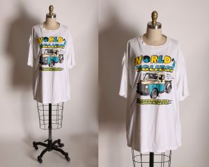1990s White Short Sleeve Worlds Ugliest Pushtruck T-Shirt by Jerzees - 3XL