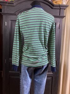 M/ Men’s Vintage Long Sleeve Striped Shirt, 80’s Multicolor Polo Shirt by Kenneth Gordon - Fashionconstellate.com