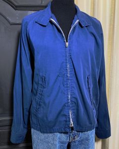 M-L/ Men’s/Women’s Vintage Navy Blue Distressed Work Jacket, 70’s Lightweight Cotton Jacket