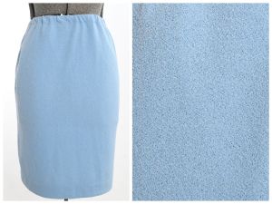Vintage 1960s Baby Blue Knit Pencil Skirt by Talbott Travler| Size M- L | Elastic Waist