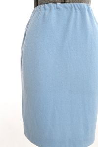 Vintage 1960s Baby Blue Knit Pencil Skirt by Talbott Travler| Size M- L | Elastic Waist - Fashionconstellate.com