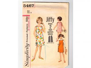 1960s Girl's Summer Dress Sewing Pattern - 60s Tiki Sleeveless Sheath Tunic w Pocket - Chest 26 