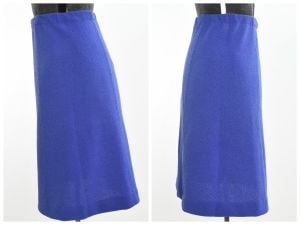 1960s Blue Skirt |Vintage 60s Blue Violet Knit A Line Skirt by Talbott | Size S - M | Elastic Waist - Fashionconstellate.com
