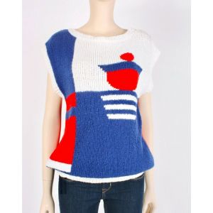 Vintage 1970s Size M Abstract Nautical Boat Sleeveless Knit Top Shirt by Catalina - Fashionconstellate.com