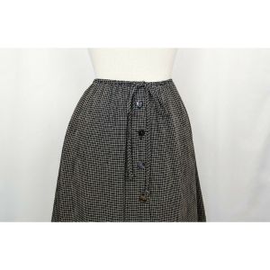 90s Y2K New Deadstock Vintage Skirt Short Black Tan Plaid Tie Waist Button Front by Clio | Misses S - Fashionconstellate.com