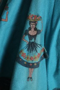 1970s Does 1950s Turquoise Blue Felt Mexican Skirt Peekaboo Dancing Women Novelty Skirt - Fashionconstellate.com