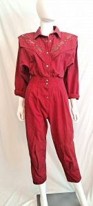 1980s Cargo Jumpsuit Leather Applique Vented Back and Legs Slim Pegged Pant Jumper