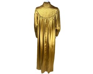 Vintage 1950s Gold Satin Dressing Gown Ann Gordon Housecoats Size L - Fashionconstellate.com