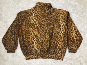 L/ 80’s/90’s Silk Animal Print Windbreaker Jacket, Lightweight Leopard Print Bomber by Fuda - Fashionconstellate.com