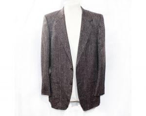 Men's Medium 1950s Suit Jacket - Mens 50s 60s Salt & Pepper Tweed Mid Century Blazer - Black White - Fashionconstellate.com