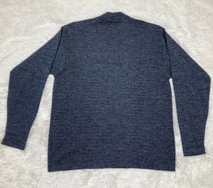 M/ Men’s Heather Blue Wool Blend Mock Neck Sweater, High Neck Academia Pullover Sweater - Fashionconstellate.com