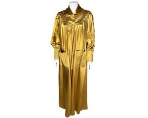 Vintage 1950s Gold Satin Dressing Gown Ann Gordon Housecoats Size L