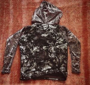 XS-S/ Y2K Gothic Hoodie, Vintage Handmade Black Hoodie with Skulls Rips and Silver Paint, Emo/Goth - Fashionconstellate.com
