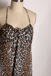 1960s Spaghetti Strap Leopard Print Nylon Nightgown by Vanity Fair - M - Fashionconstellate.com