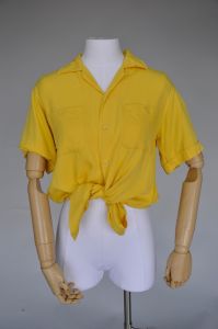 1960s yellow bowling shirt Pennsylvania XS-M