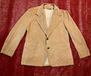 M-L/ 70’s Golden Tan Corduroy Blazer, Vintage Hippie/Western Style Blazer by H.I.S. Sportswear