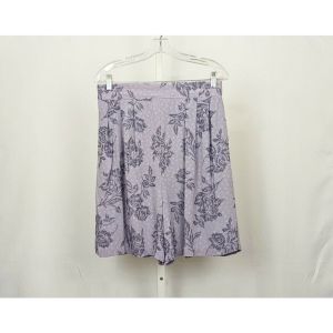 90s Shorts Lavender Purple Navy Blue Floral High Waist by Studio C |Vinage Misses L