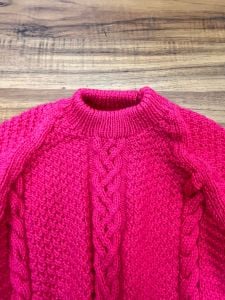 Kids Size 5 | 1980's Vintage Hand Knit Hot Pink Cable Knit Sweater - Fashionconstellate.com