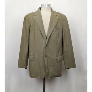 90s L.L. Bean Blazer Surplus Green Cotton Jacket Sport Coat Men's 44R Vintage