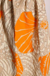 1960s Orange and Beige Elastic Waist Knee Length Abstract Print Skirt - M-L - Fashionconstellate.com