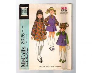 1960s Child's Mini Dress Size 6X Sewing Pattern - 60s 70s Mod Dress with Balloon Sleeves