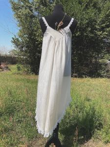M/ Beautiful Silk Crepe and Lace Slip Dress, Ethereal Babydoll Nightgown by Carole Buchman - Fashionconstellate.com