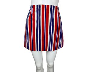 Vintage 1960s Mini Skirt Less Than Nothing Boston Red White Blue Stripes - Fashionconstellate.com