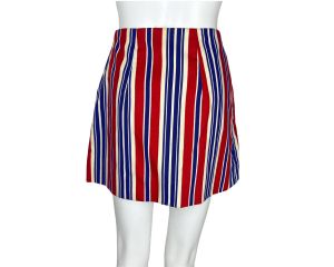 Vintage 1960s Mini Skirt Less Than Nothing Boston Red White Blue Stripes