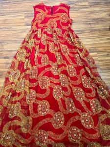 Extra Large | 1960's Vintage Red and Gold Metallic Brocade Maxi Gown - Fashionconstellate.com