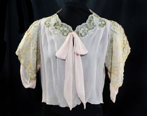 1930s Bed Jacket - Exceptional Design - Size XS Small Authentic 30s Lingerie - Sheer Pink Silk 