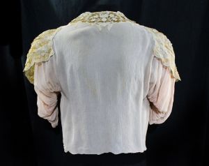 1930s Bed Jacket - Exceptional Design - Size XS Small Authentic 30s Lingerie - Sheer Pink Silk  - Fashionconstellate.com