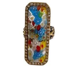 Gorgeous Mosaic Stainless Steel Setting Statement Ring with Gift Box - Size 9 