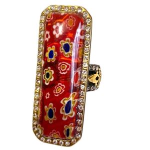 Colorful Red Mosaic Statement Ring, size 7.5, New in Box, Gift For Her - Fashionconstellate.com