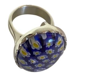 Colorful Blue & Yellow Mosaic Statement Ring, size 9, New in Box, Gift For Her - Fashionconstellate.com
