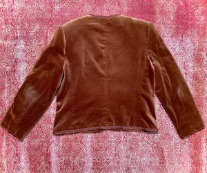 M-L/ 70’s Brown Velvet Jacket with Braided Trim, Puffed Sleeve Cottagecore/Dark Academia Blazer - Fashionconstellate.com