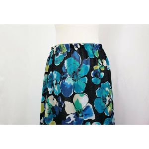 90s Skirt Reversible Black Turquoise Blue Floral Print by MoLLY & MaXX | Vintage Misses S - Fashionconstellate.com