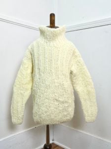 Kids Size 4T-5 | 1980's Vintage HAND KNIT Lemon Yellow Turtle Neck Sweater