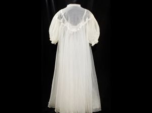 1950s White Lingerie - Medium Size 10 Wedding Night Trousseau Nightgown & Robe Set - Nylon Tricot  - Fashionconstellate.com