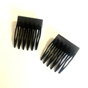 Pair of Unique 1960’s Vintage Small Black Hair Combs - Fashionconstellate.com
