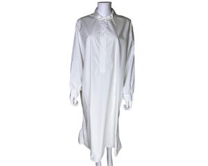 Antique White Cotton Nightgown Nightshirt Style Ladies Size L