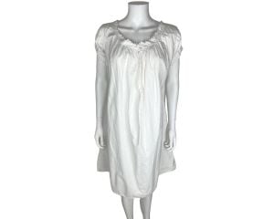 Antique Victorian Nightgown 19th c White Cotton Nightie Sz M L